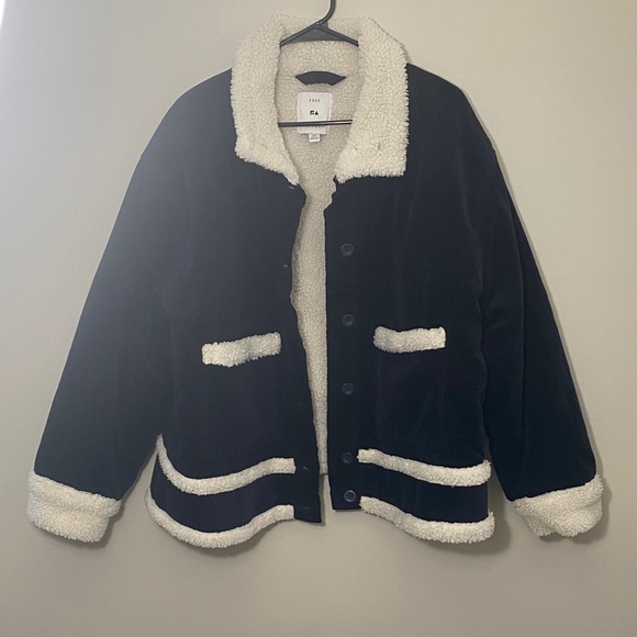Free Assembly Jackets & Blazers - 🎉 BOGO Corduroy/Sherpa Navy and Cream Jacket 🎉